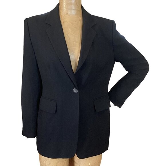 Nygard Collection Classic 1-Button Longline Blazer Jacket Black Sz 8P 299B - Picture 2 of 8